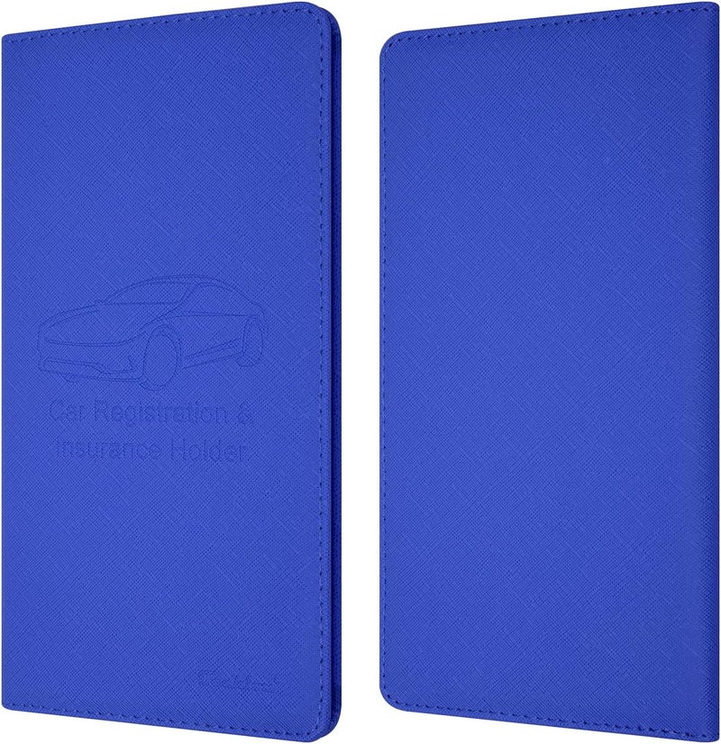 Techion Car Insurance and Registration Holder, 9.5 x 5 Inch PU Leather Vehicle Glove Box Organizer Wallet Case for Insurance Card, Driver License, Paperwork - Blue - Image 2